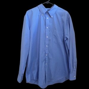 Ralph Lauren Black Label Blue Checkered Dress Shirt Size XL